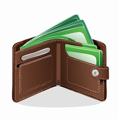 Empty wallet open &ndash; Bifold wallet spread out showing card slots.

