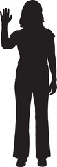 Fototapeta premium vector; silhouette of front view of woman waving with imaginary person