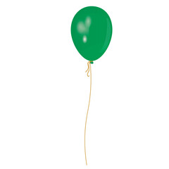 green balloon on a string. Vector stock illustration. Isolated on a white background.  Template, place for text