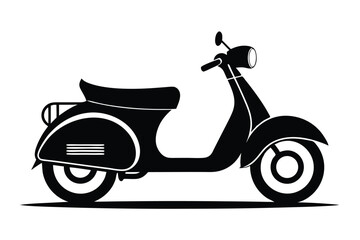 Sleek black silhouette of a classic scooter with vintage style and minimalist design