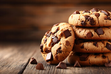 Fototapeta premium Decadent Stack of Chocolate Chip Cookies