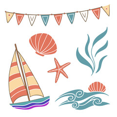 set of marine objects