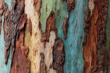 The Leda tree or Eucalyptus deglupta is a tall species known as rainbow wood featuring a distinct bark pattern