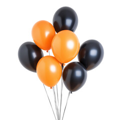 Orange and Black Halloween Balloons Isolated on Transparent Background
