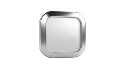 Polished metallic square frame with rounded edges, a modern design on transparent background