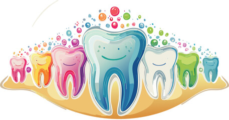 Cute Tooth Character Brushing Itself – Fun Dental Hygiene Illustration