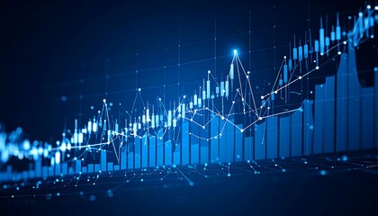 Abstract financial graph with glowing lines and data points
