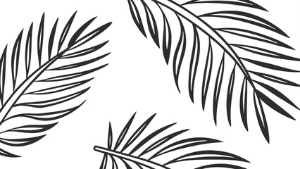Elegant palm leaf illustration on a white background perfect for minimalist designs and tropical themes featuring a seamless botanical pattern