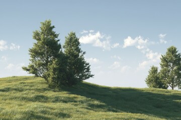 Obraz premium tree studded grassy area