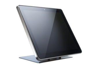  contemporary digital tablet with a dark reflective isolated on white background PNG ,AI GENERATED