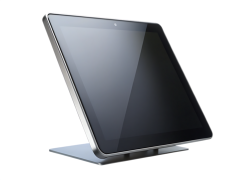  contemporary digital tablet with a dark reflective isolated on white background PNG ,AI GENERATED