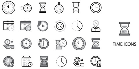 Time simple concept 24 Grew color icons set .Vector illustration.