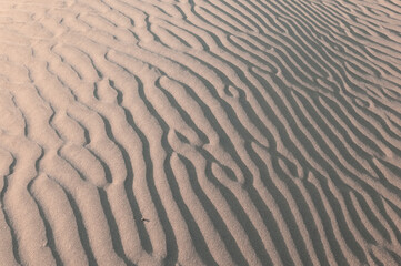 Natural designs and shapes in the sand, caused by the wind.