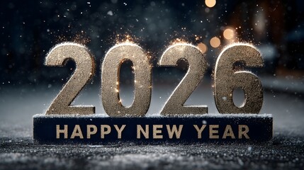 Modern Black and Gold 2026 Happy New Year Banner &ndash; Generative AI