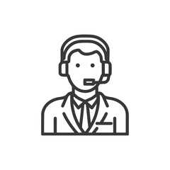 Obraz premium Professional Call Center Operator in a Suit, a Minimalist Line Icon