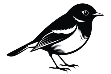 Striking Monochrome Vector Illustration of a Songbird, Detailed and Stylized Presentation