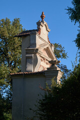 Historic baroque villa with gardens in northern Italy on a sunny day