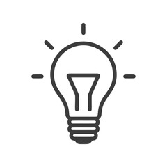 Bold Outline Lightbulb Icon with Radiating Beams for Ideas