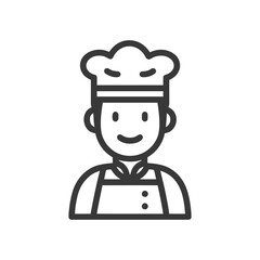 Obraz premium Smiling Chef Portrait: Minimalist Line Art Icon for Food Industry