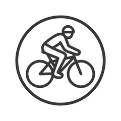 Sleek Cyclist in Motion, Minimalist Line Art Icon within a Circular Border