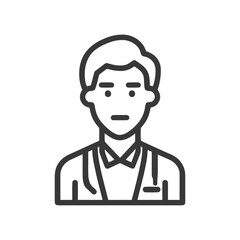 Fototapeta premium Stylized Male Avatar Icon with Bow Tie and Formal Attire in Outline Style