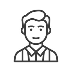 Modern Outline Icon of a Man in a Striped Collared Shirt