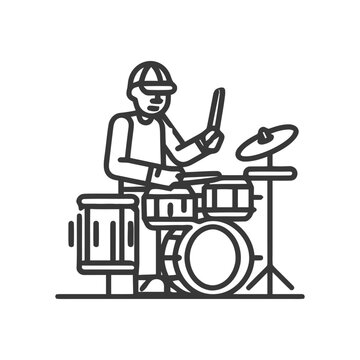 drummer playing drums line art clip art preview