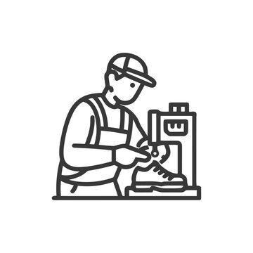 shoemaker working on shoe with machine clip art preview