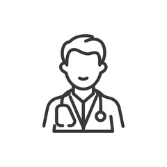Obraz premium Minimalist Line Art Icon of a Friendly Male Doctor with Stethoscope