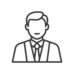 Obraz premium Minimalist Line Icon of a Professional Man in Suit and Tie, User Avatar
