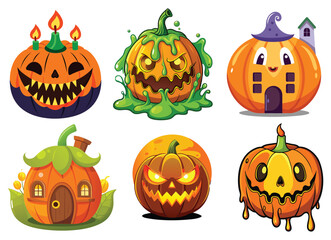 Pumpkin with Vampire Fangs – Funny Halloween Monster Vector


