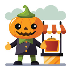 Halloween Pumpkin Illustration – Scary Jack-o'-Lantern Vector Art.


