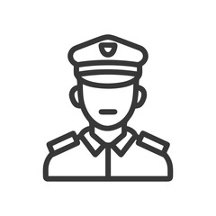Fototapeta premium Professional Uniformed Officer Icon: Minimalist Line Art Avatar with Cap and Epaulets