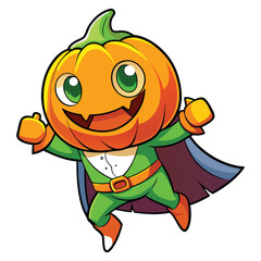 Glowing Pumpkin Lantern in the Dark – Halloween Night Vector Illustration

