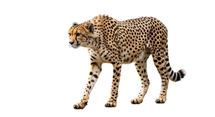 Cheetah in alert standing position with detailed spotted fur perfect for animal branding wildlife study fast predator concept or nature education visuals
