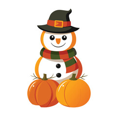 Pumpkin Wearing Witch Hat – Halloween Cartoon Vector

