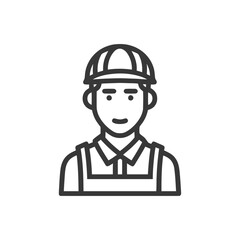 Minimalist Line Art Icon of a Friendly Construction Worker in a Hard Hat