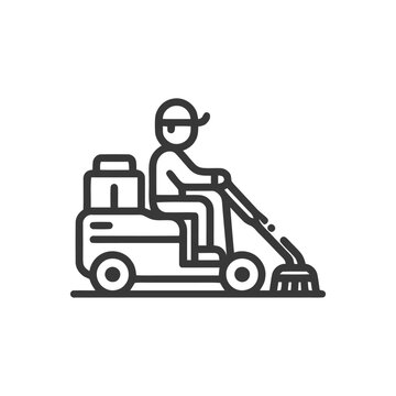 street sweeper operator driving machine clip art preview