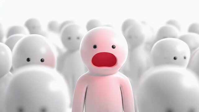 3D Animated Character: Shocking Announcement to Silent Crowd