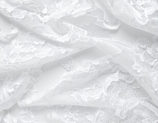 Obraz premium Delicate White Floral Lace Fabric Texture Background for Wedding and Decoration