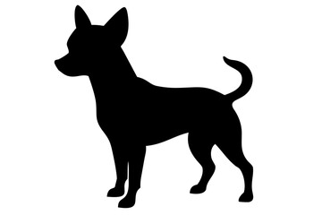 Mini chihuahua dog silhouette on white background animal