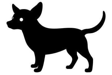 Black chihuahua dog silhouette on white background