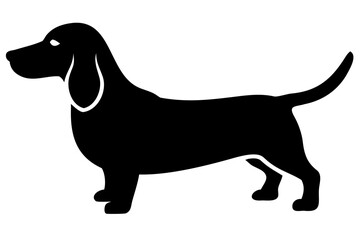 White Dachshund Dog Silhouette on White Background