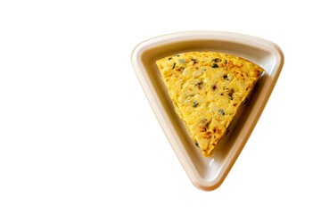 Sliced spanish omelette. Isolated on transparent background.