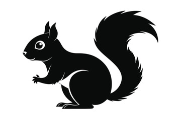 Silhouette of a Squirrel with Bushy Tail, Small Ears and Paws Extended