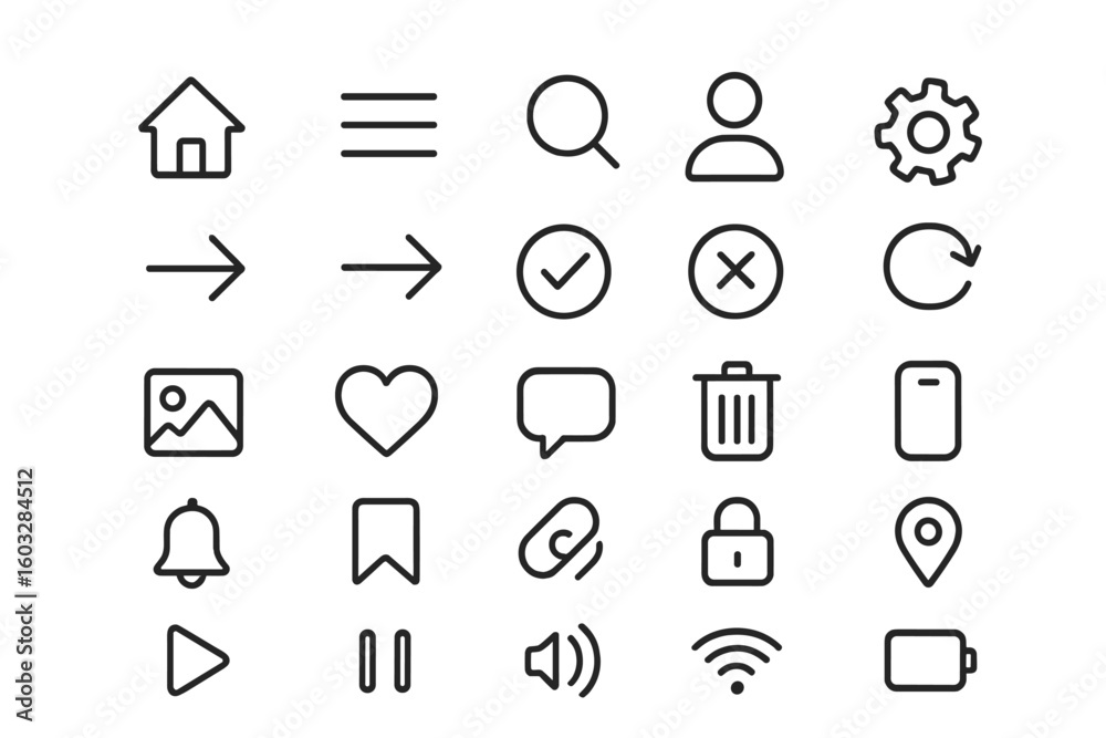 Poster modern line icon set for web and mobile user interface design. essential ui and ux vector pack with 