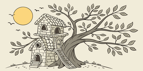 vector illustration of an old tree