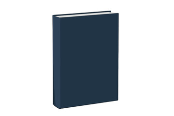 Hardcover book vector illustration. Blank dark blue cover for mockup or template design. Concept for education, literature, knowledge, reading, study, school, and library.