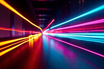 Fototapeta premium Dynamic Collection of Abstract Photographs: Neon Light Trails in the Night