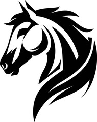 Black and White horse Head – Minimalist Line Art Vector Illustration for Logo or Print Design